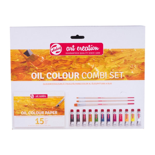 Talens Art Creation – Ölset – Set – 12 Farben, 12 × 12 ml, inkl. Pinsel & Papier