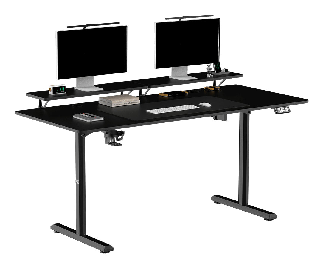Ultradesk Highlander XXL Gaming-Tisch – 160 × 70 cm, elektrisch höhenverstellbar, schwarz, Stahl