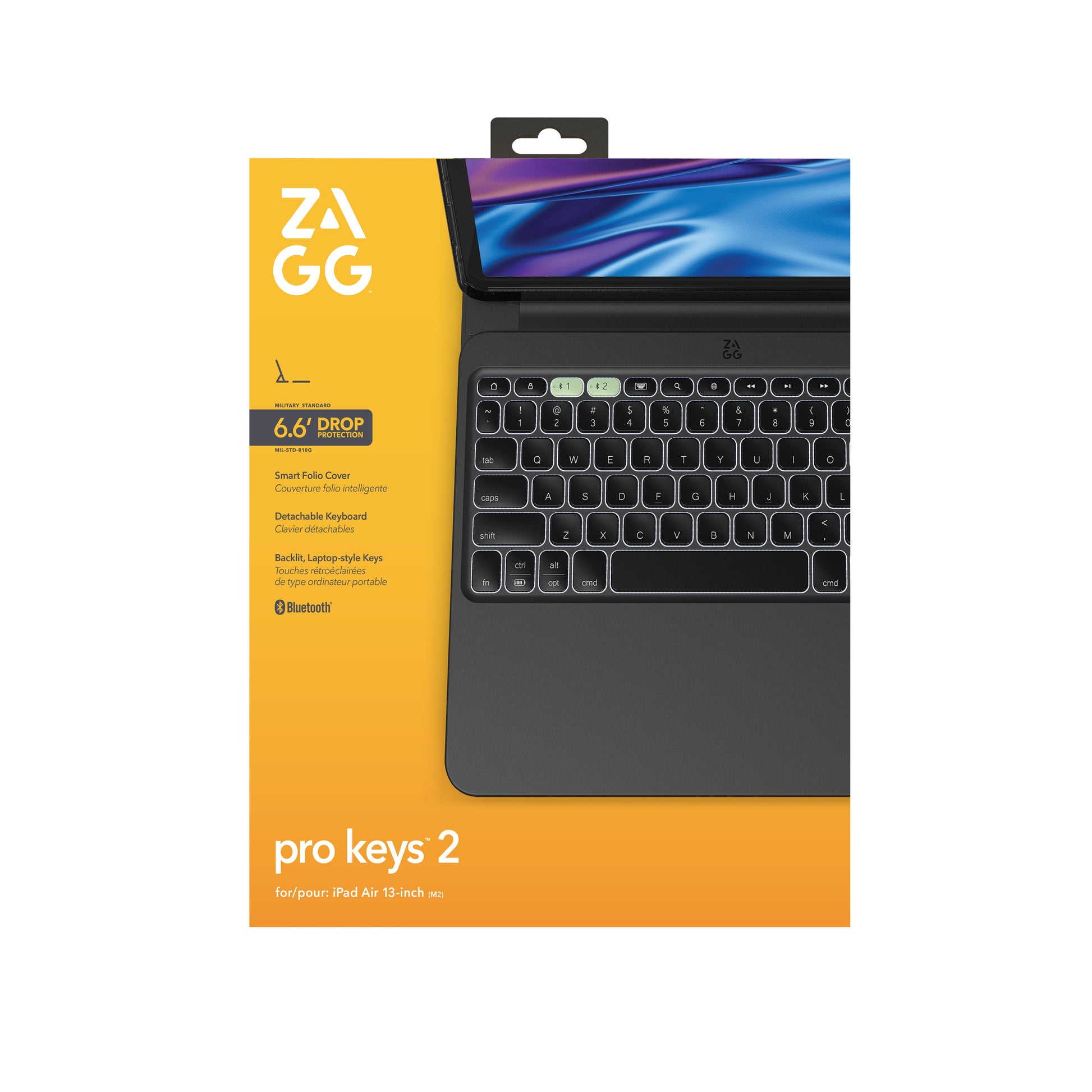 ZAGG Tastatur, kabellos (Bluetooth), CH-Layout (DE-CH), RGB-Beleuchtung – für iPad Air 13 (M2/24, M3/25)