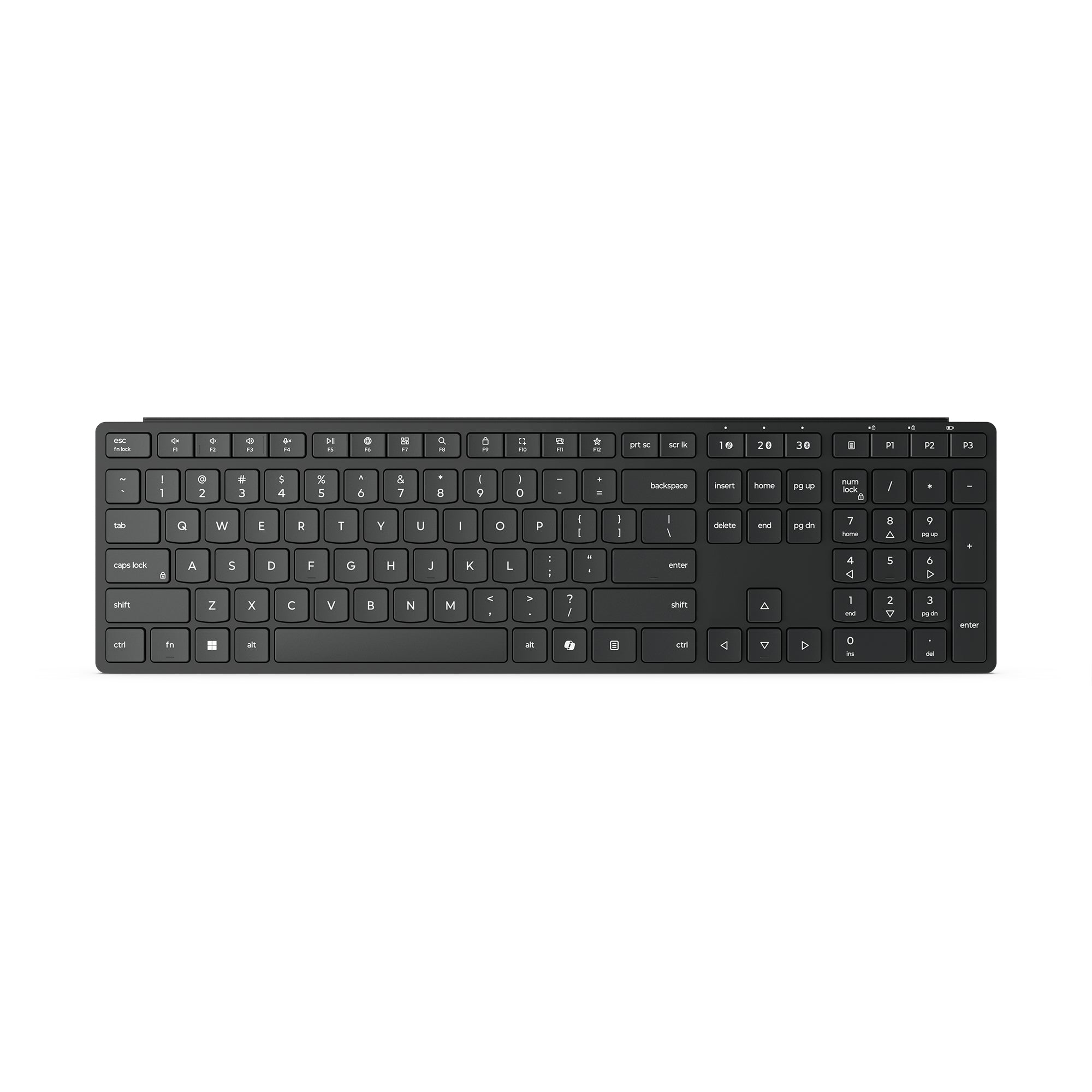 Lenovo Keyboard Home/Office RF – Tastatur – Membran – Bluetooth & 2,4 GHz (USB-A Empfänger) – Schwarz
