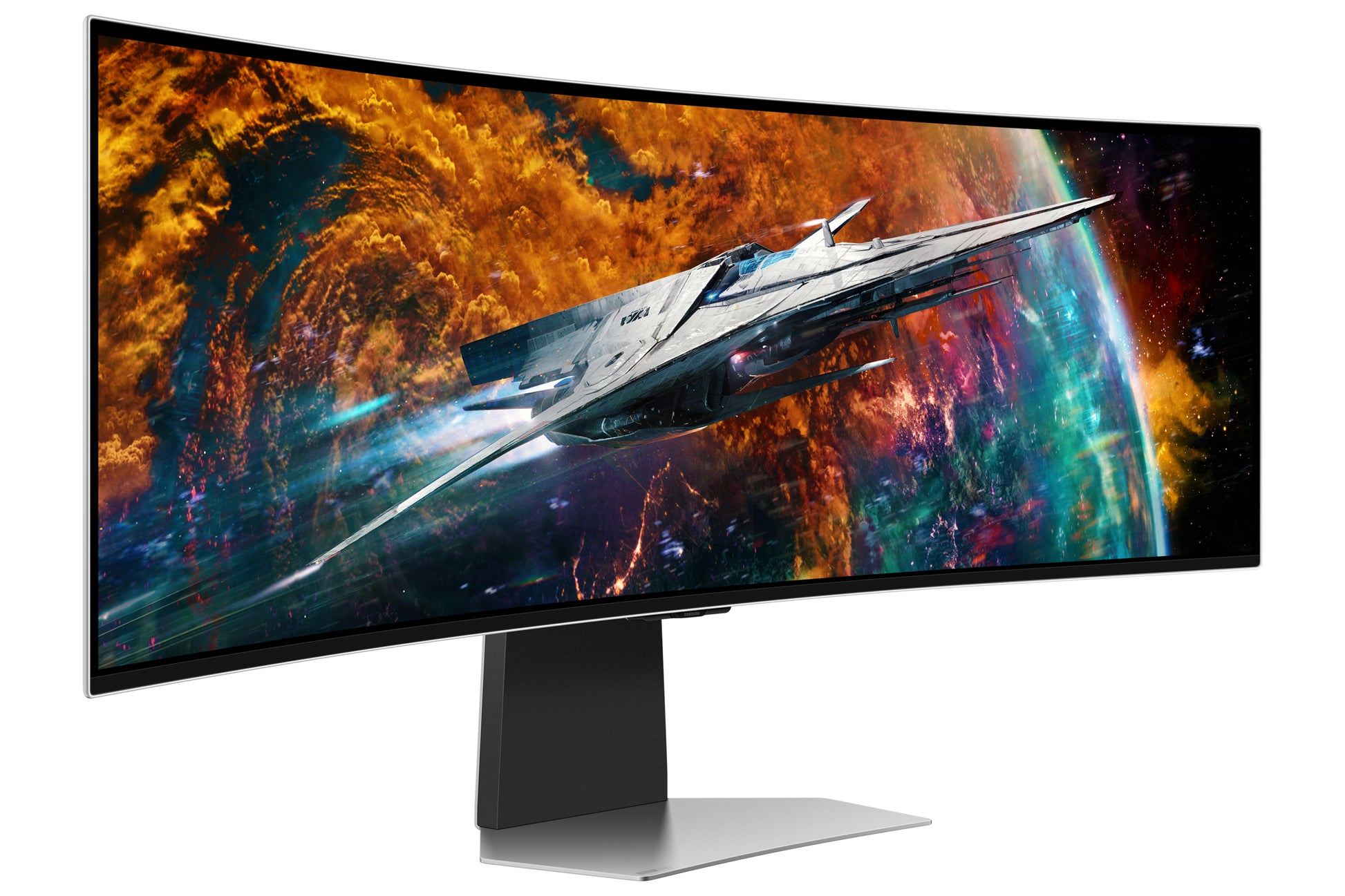 Samsung 54Suxen – Monitor, 49", 5120 × 1440 (5K), OLED, Silber