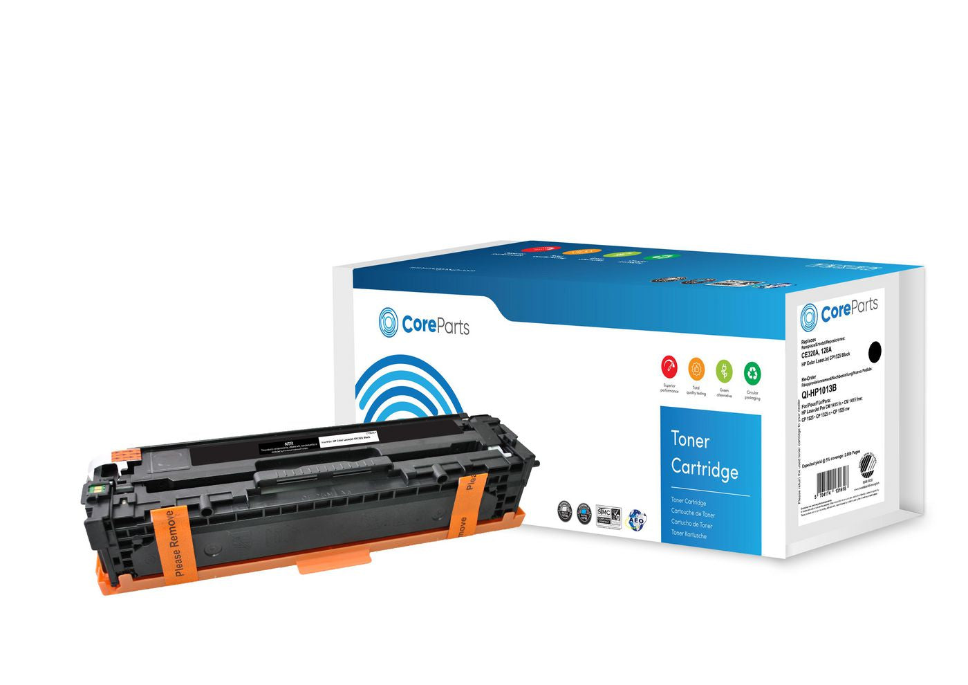 CoreParts CE320A Schwarzer Toner – Kompatibel – 2'000 Seiten – für HP Color LaserJet CP1525 (128A)