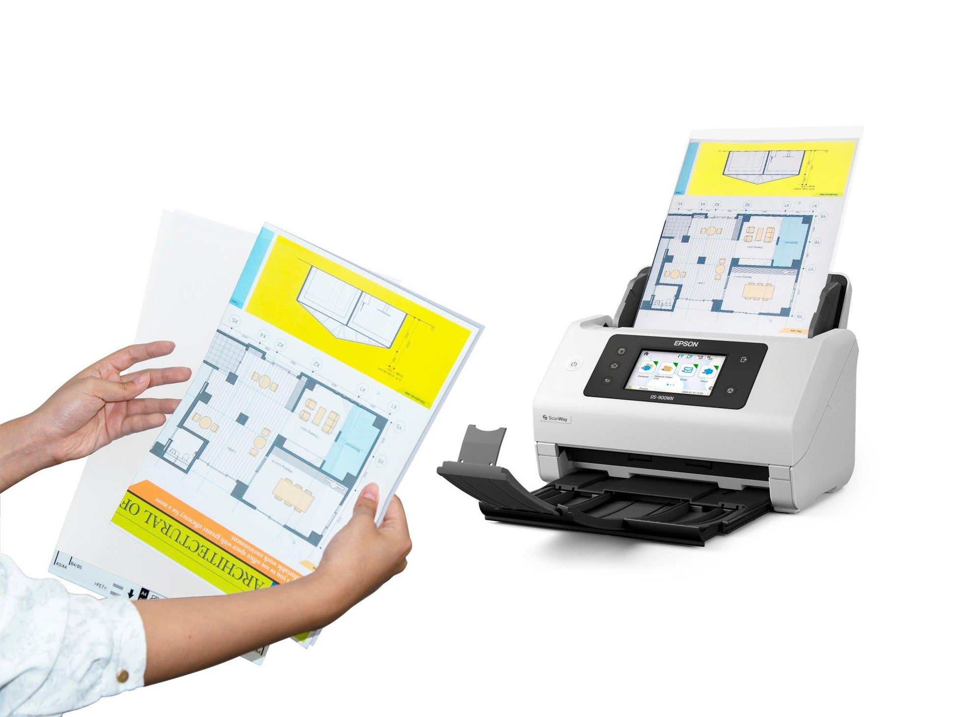 Epson Dokumentenscanner, A4, 70 ppm, ADF 100 Blatt, WLAN, LAN