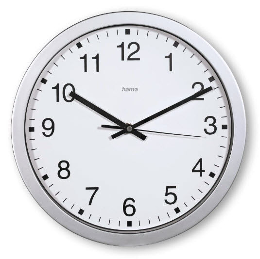Hama Wanduhr – Analog, Ø 30 cm, silber, Kunststoff/Glas
