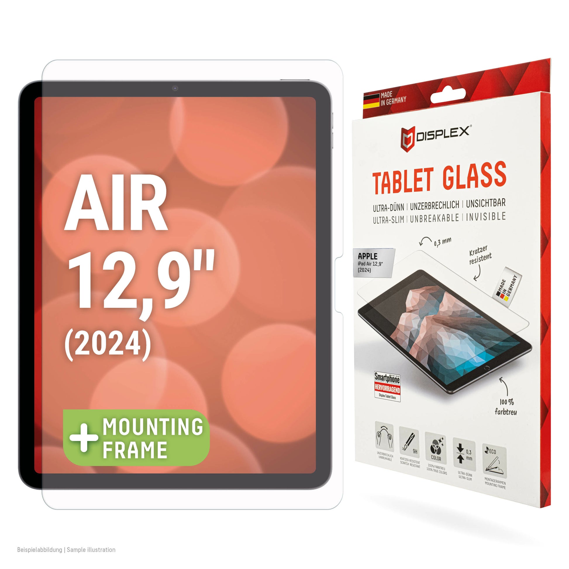 E.V.I. Panzerglas für iPad Air 13" (1. Gen.) – 9H, Anti-Fingerprint