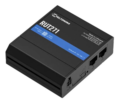 Teltonika RUT271 – 5G RedCap Router – Wi‑Fi 4, 2× 10/100 RJ‑45, PoE, DIN-Schienen-/Wandmontage