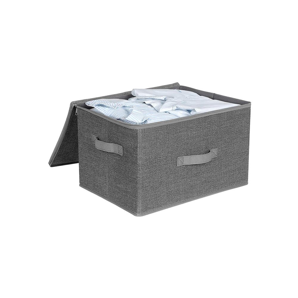 Songmics RYZB03G Aufbewahrungsbox (mit Deckel) – Textil – Grau – mit Griff – 400 × 300 × 250 mm – 3-teiliges Set