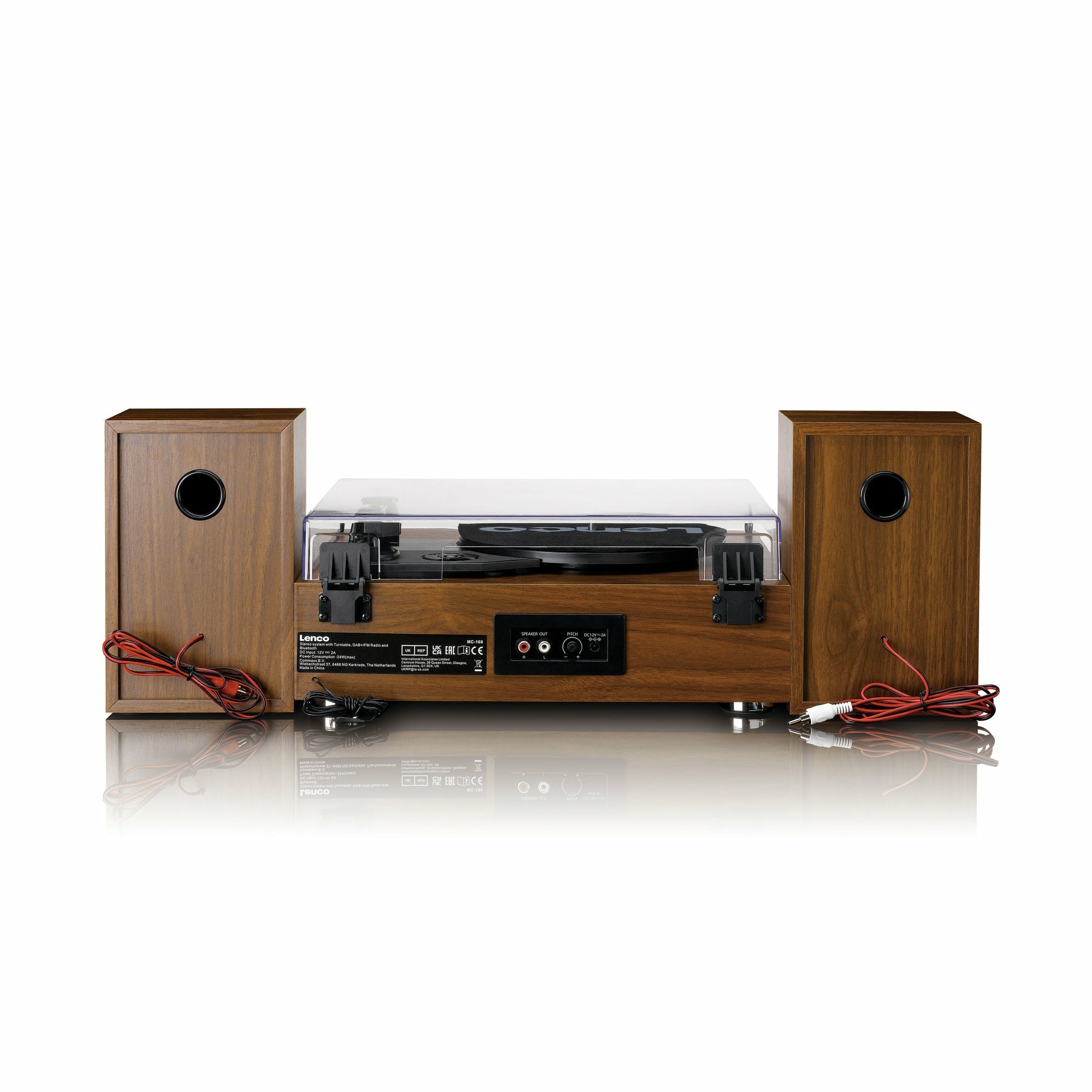 Lenco MC-160WD – Plattenspieler (Riemenantrieb, manuell), Bluetooth, 33⅓/45/78 U/min – Holz
