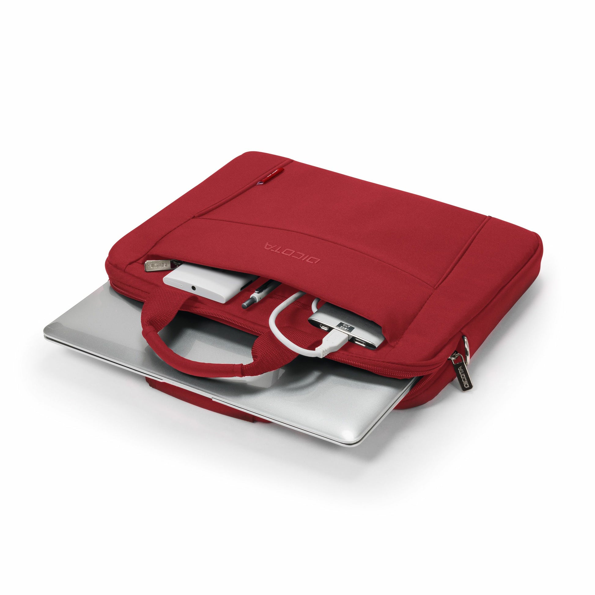 DICOTA Notebook-Tasche bis 14,1" – aus recyceltem PET, gepolstertes Notebookfach – Rot