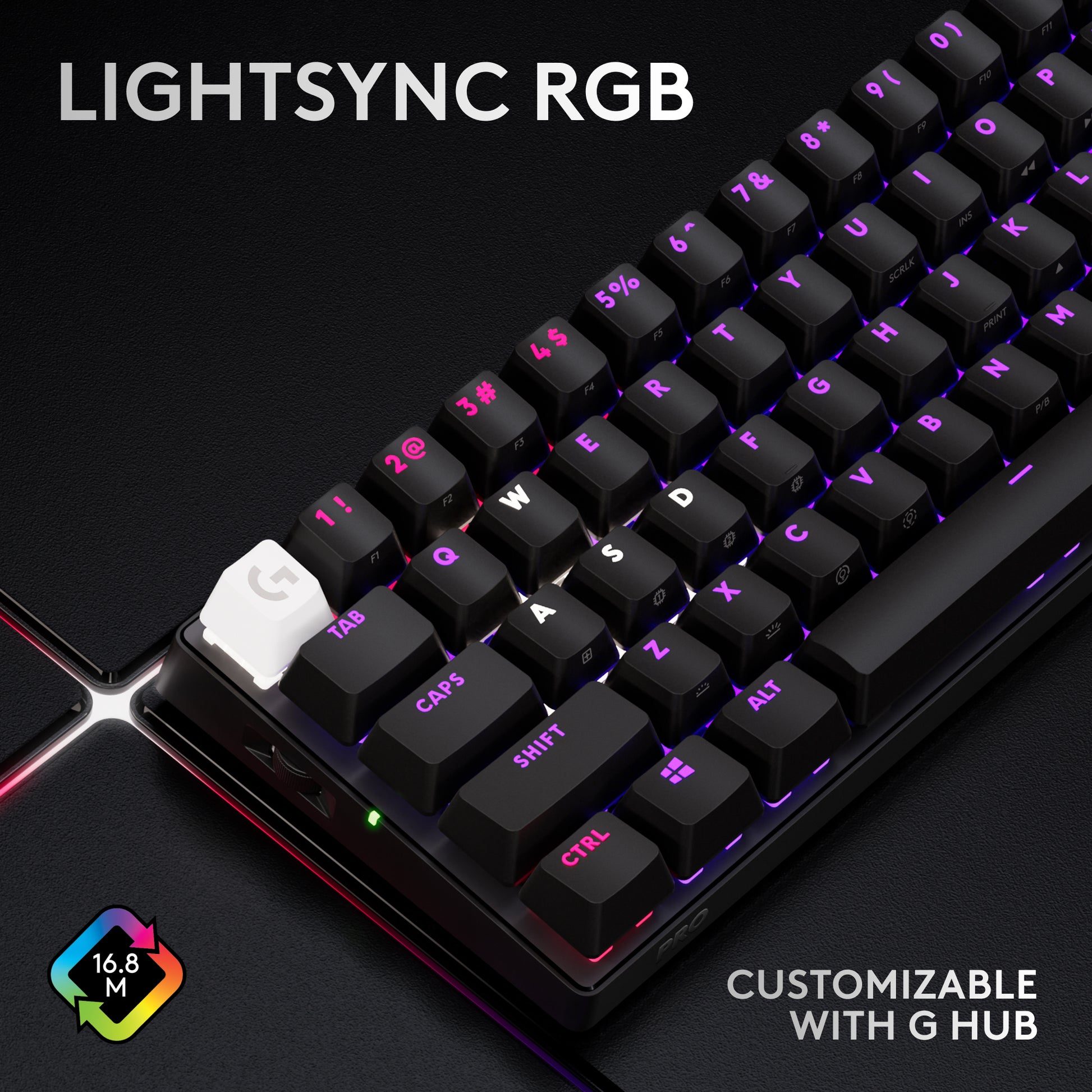 Logitech G PRO X 60 – Tastatur 60% – Mechanisch – Bluetooth & 2,4 GHz – QWERTZ (CH) – RGB – Schwarz
