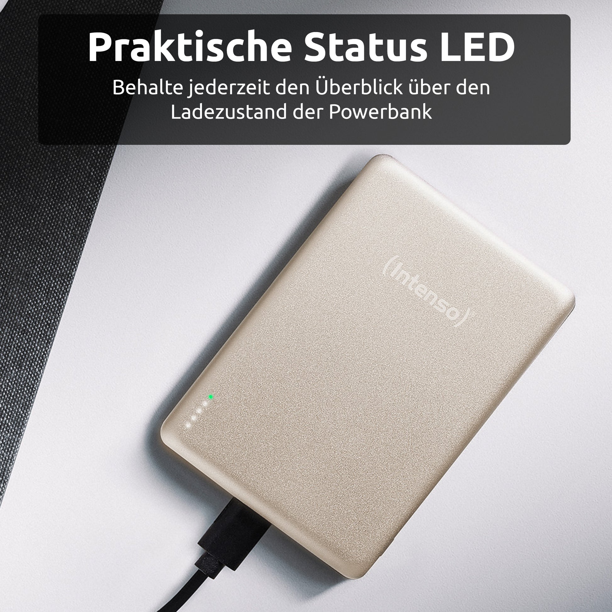 Intenso MW5000 MagSafe Powerbank 5'000 mAh – 20 W PD, Wireless 15 W, 1× USB-C, Champagner, für iPhone ab 12