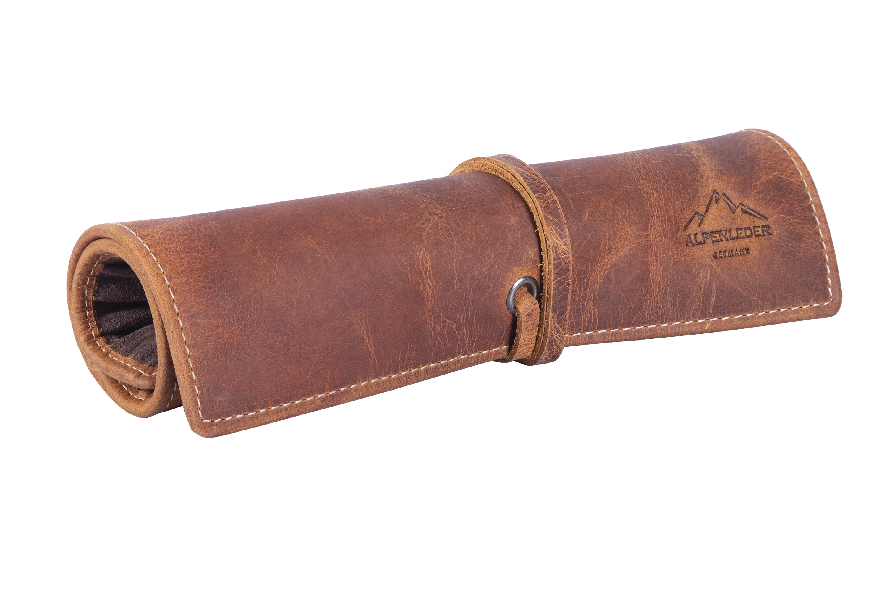 Alpenleder Etui Stifterolle, leer – braun/hellbraun – Leder