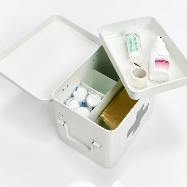 Zeller Present Aufbewahrungsbox (mit Deckel) – Metall – Weiss – 4 Fächer – 160 × 160 × 215 mm