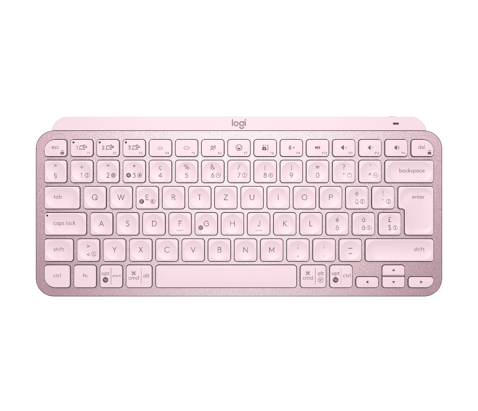 Logitech MX Keys Mini – Tastatur, kabellos, CH-Layout (DE-CH), beleuchtet, Rosa