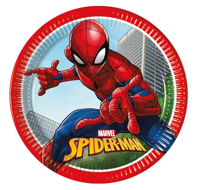 Amscan Teller, Papier/Karton – Ø 23 cm, Spiderman – 8 Stk.