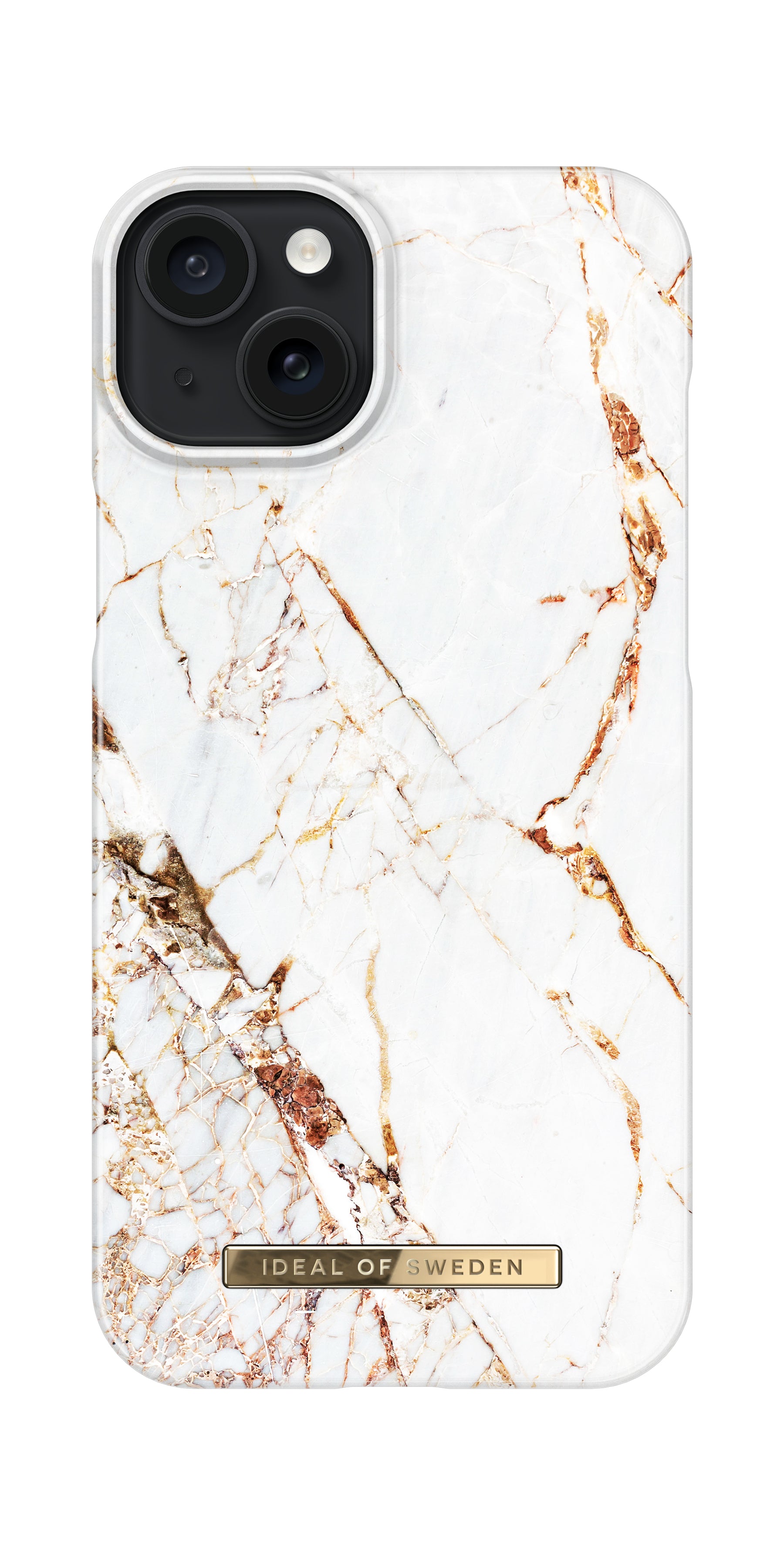 iDeal of Sweden Carrara Gold – Backcover – für Apple iPhone 15 Plus, PC+Mikrofaser, Weiss