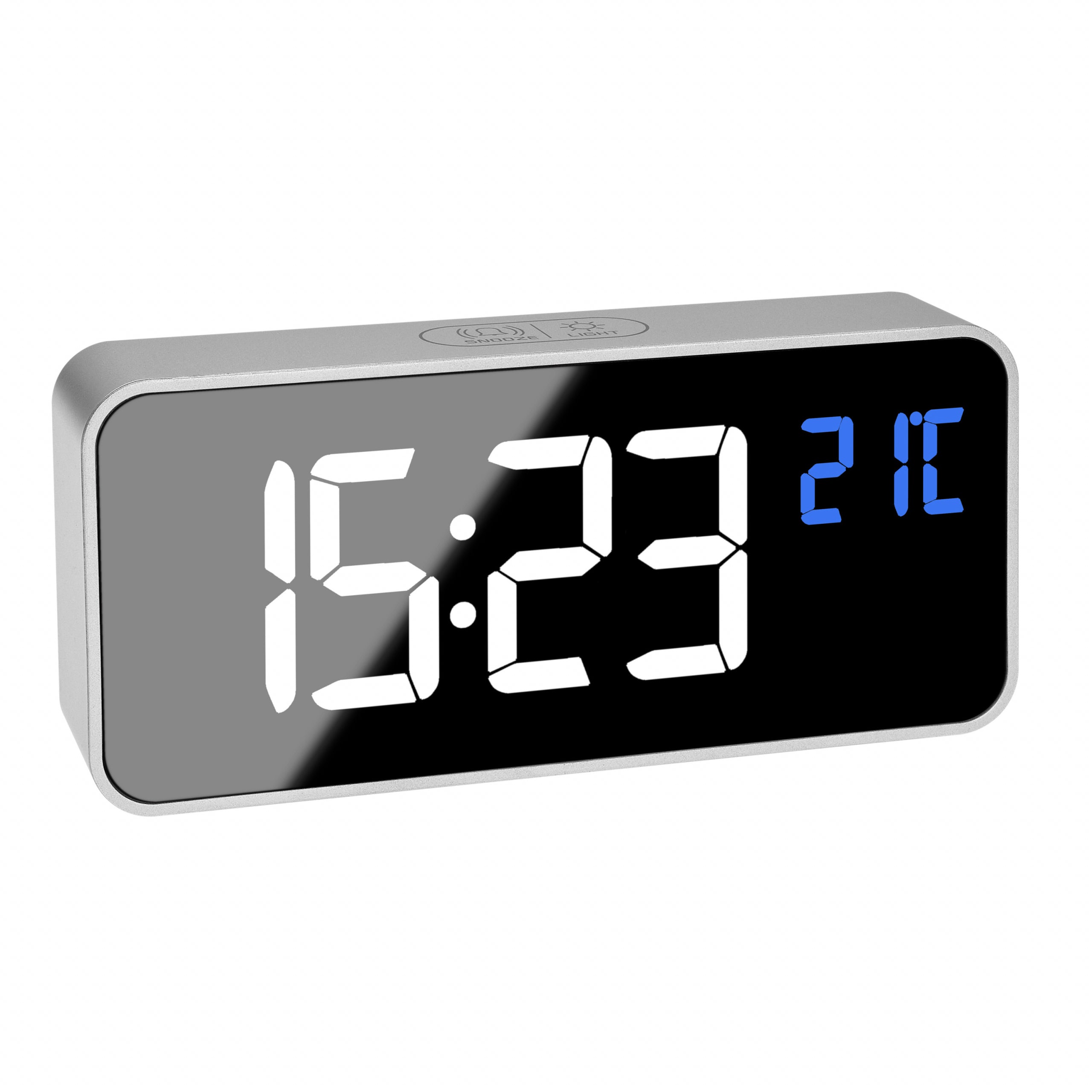 TFA-Dostmann TFA Dostmann Digitalwecker – Snooze, Thermometer, USB, 14,5 × 6,5 × 3,2 cm, Silber