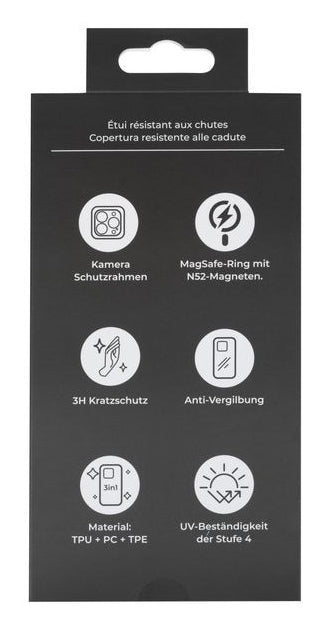 ONIT Backcover – für Apple iPhone 16 Pro, MagSafe, PC+TPE+TPU, Schwarz/Transparent, bis 3 m sturzsicher