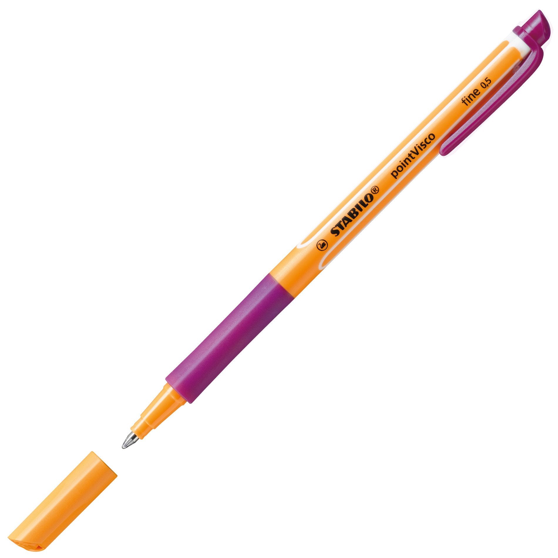 STABILO pointVisco 1099/58 – Tintenroller, 0,5 mm, violett, mit Kappe, Kunststoff, orange