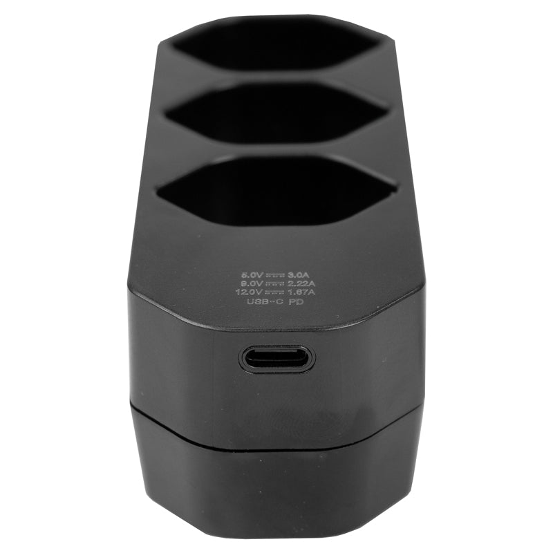 Steffen Steckdosenleiste, 4×T13, 1×USB-C, ohne Schalter, abgewinkelter T12-Stecker, 42×75×110 mm – schwarz