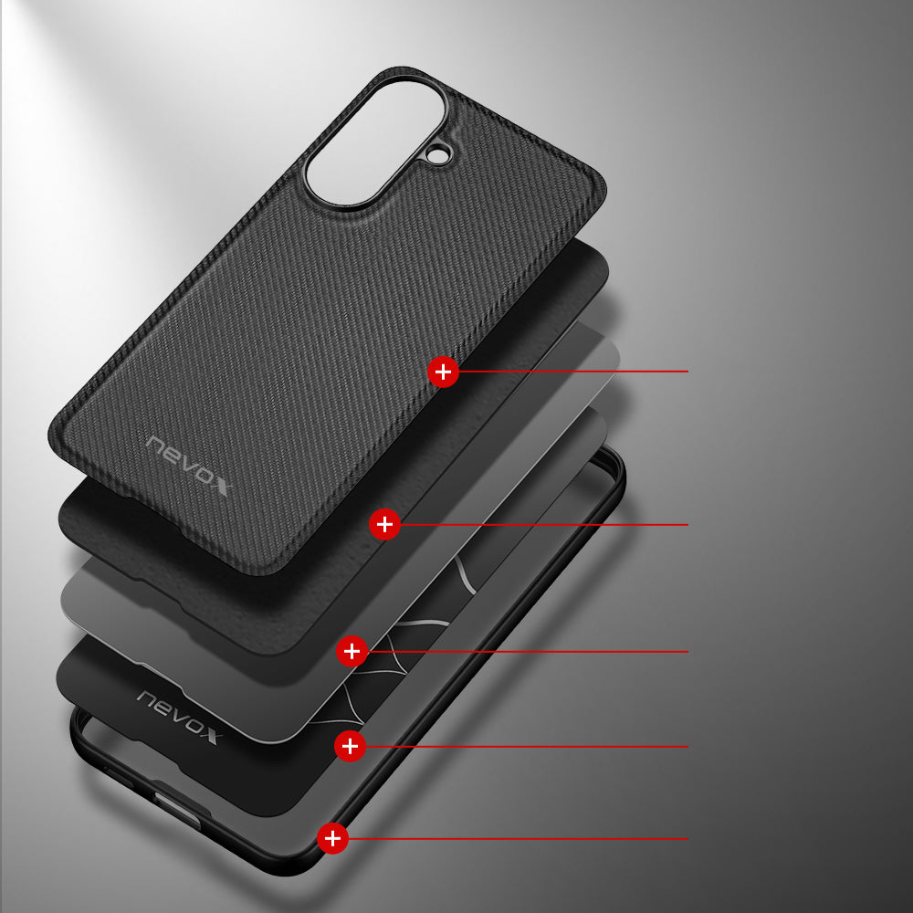 nevox StyleShell NYLO – Backcover – für Samsung Galaxy A57 5G, Nylon+TPU, Schwarz