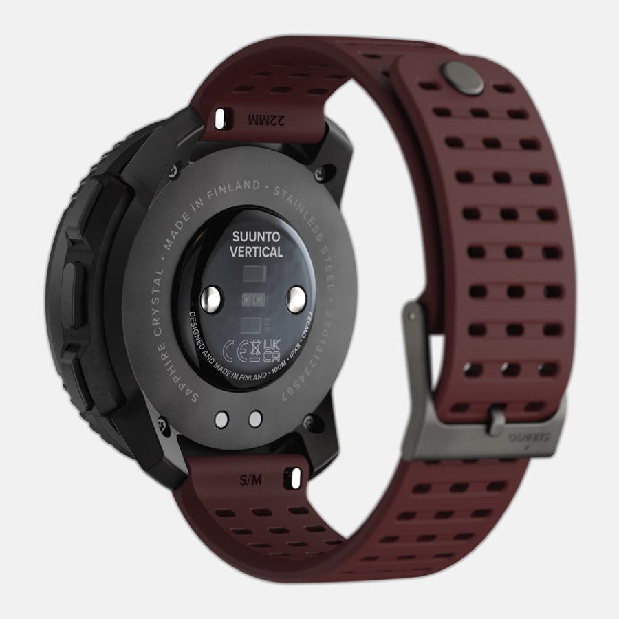 Suunto Vertical 49 mm GPS – Glasfaserverstärktes Polymer Schwarz, Sportband, Bordeaux, S/M, 100 m
