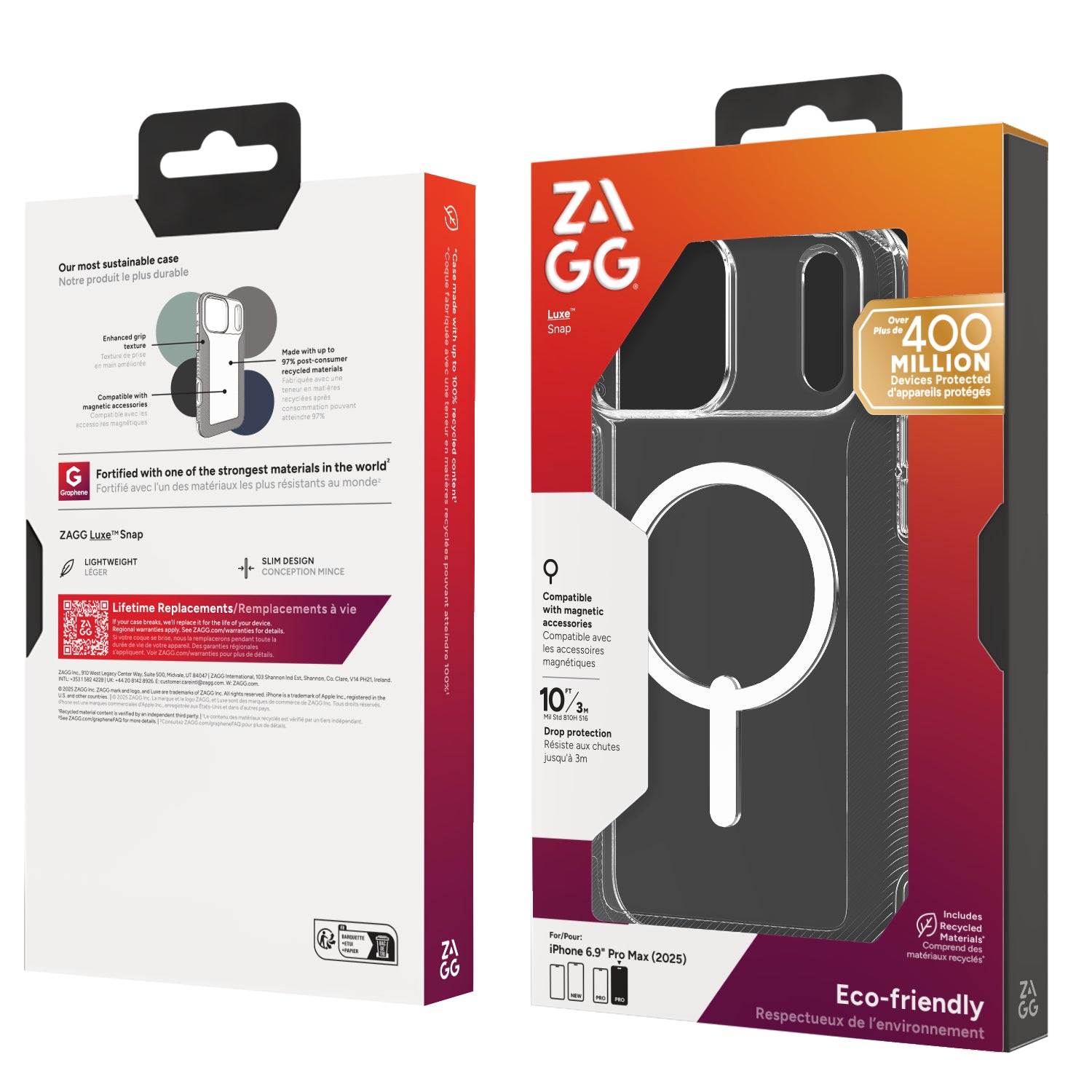 ZAGG Luxe Snap Backcover – für Apple iPhone 17 Pro Max, MagSafe, Graphen, Transparent, bis 3 m sturzsicher