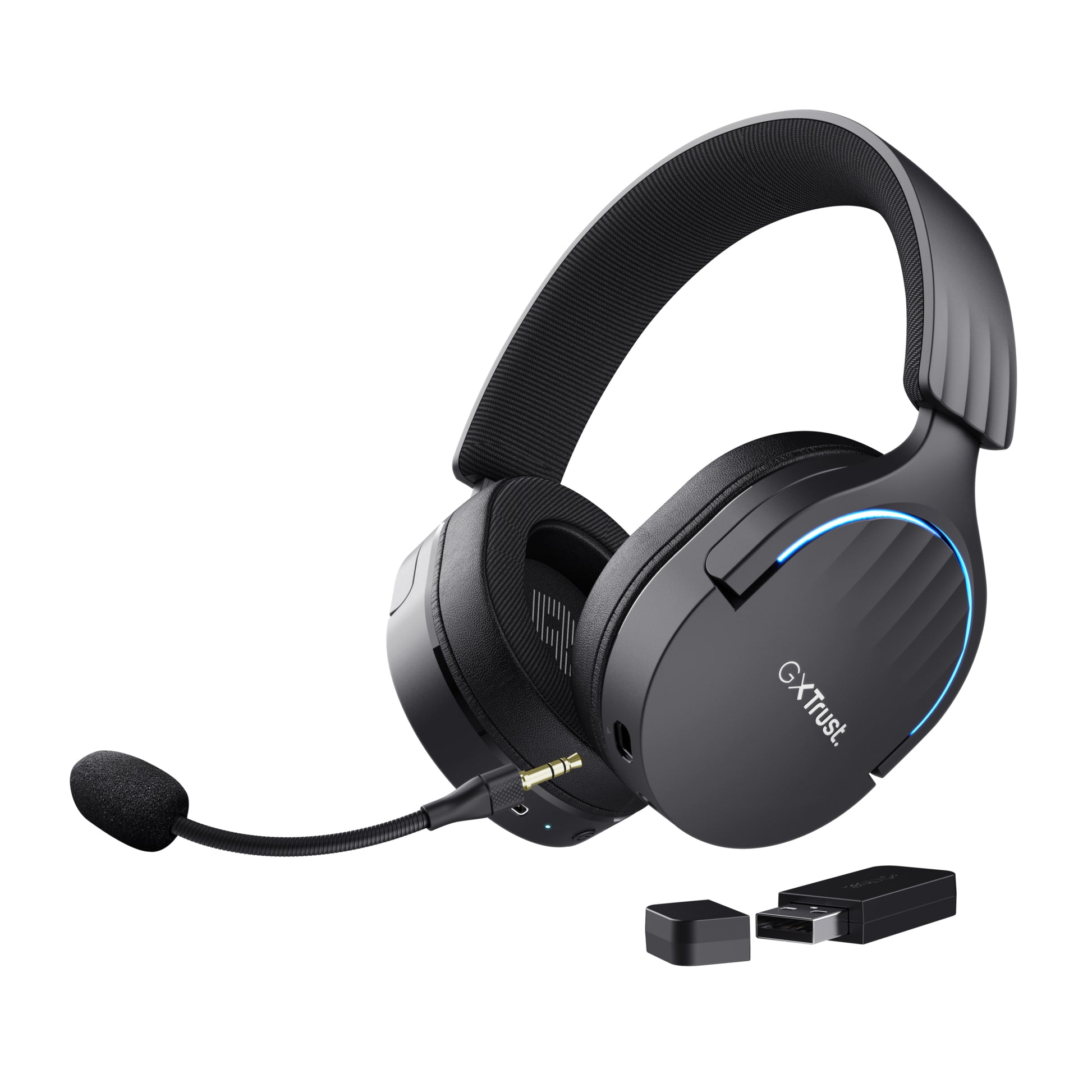 Trust GXT 491 FAYZO Gaming-Headset – Stereo, Kabel + BT, mit USB-A-Dongle, Schwarz