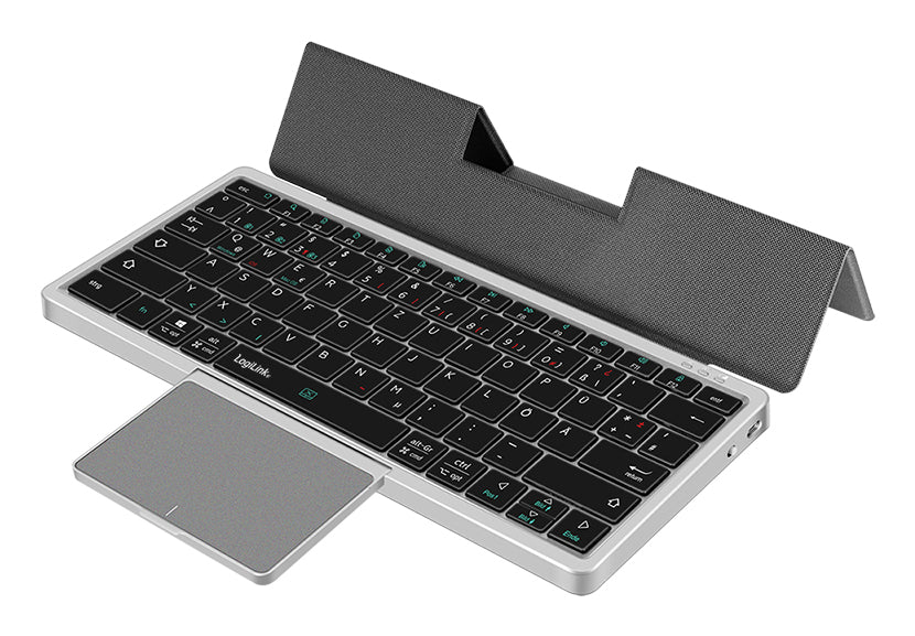 LogiLink Tastatur 75% – Bluetooth 5.1, Multi-Device (3 Geräte) – QWERTZ (DE) – Grau – ohne Ziffernblock
