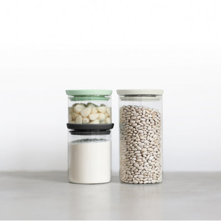 Brabantia Vorratsdose 1,1 l, Ø 10,4 × 20,2 cm, Kunststoff/Glas, transparent, 3er-Set