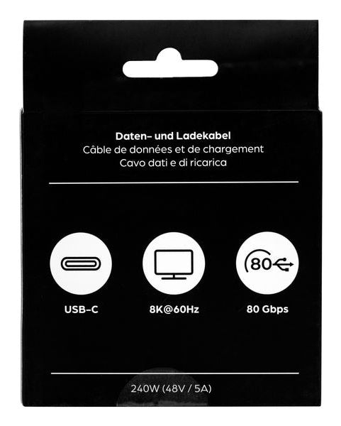 ONIT USB-C auf USB-C Kabel – USB4 80 Gbit/s – 0,5 m – PD 240 W – Textilmantel, Verstärkt – Weiss