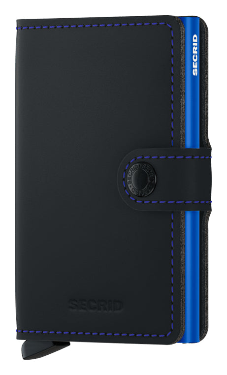 Secrid Miniwallet Kartenetui – RFID-Schutz, Schnappverschluss – 65×102×21 mm – 10 Karten – Schwarz/Blau