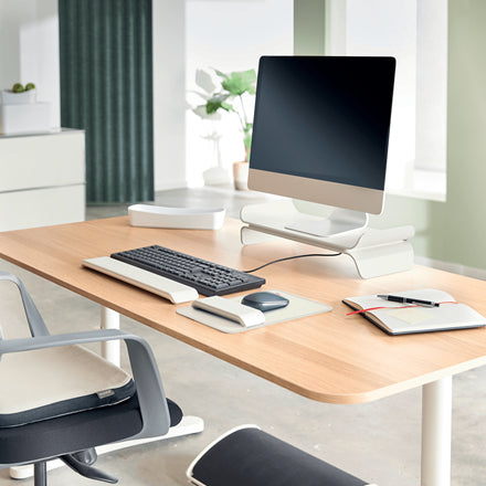 Leitz Ergo – Monitorhalterung, Standfuss, bis 27", 8 kg, höhenverstellbar, hellgrau