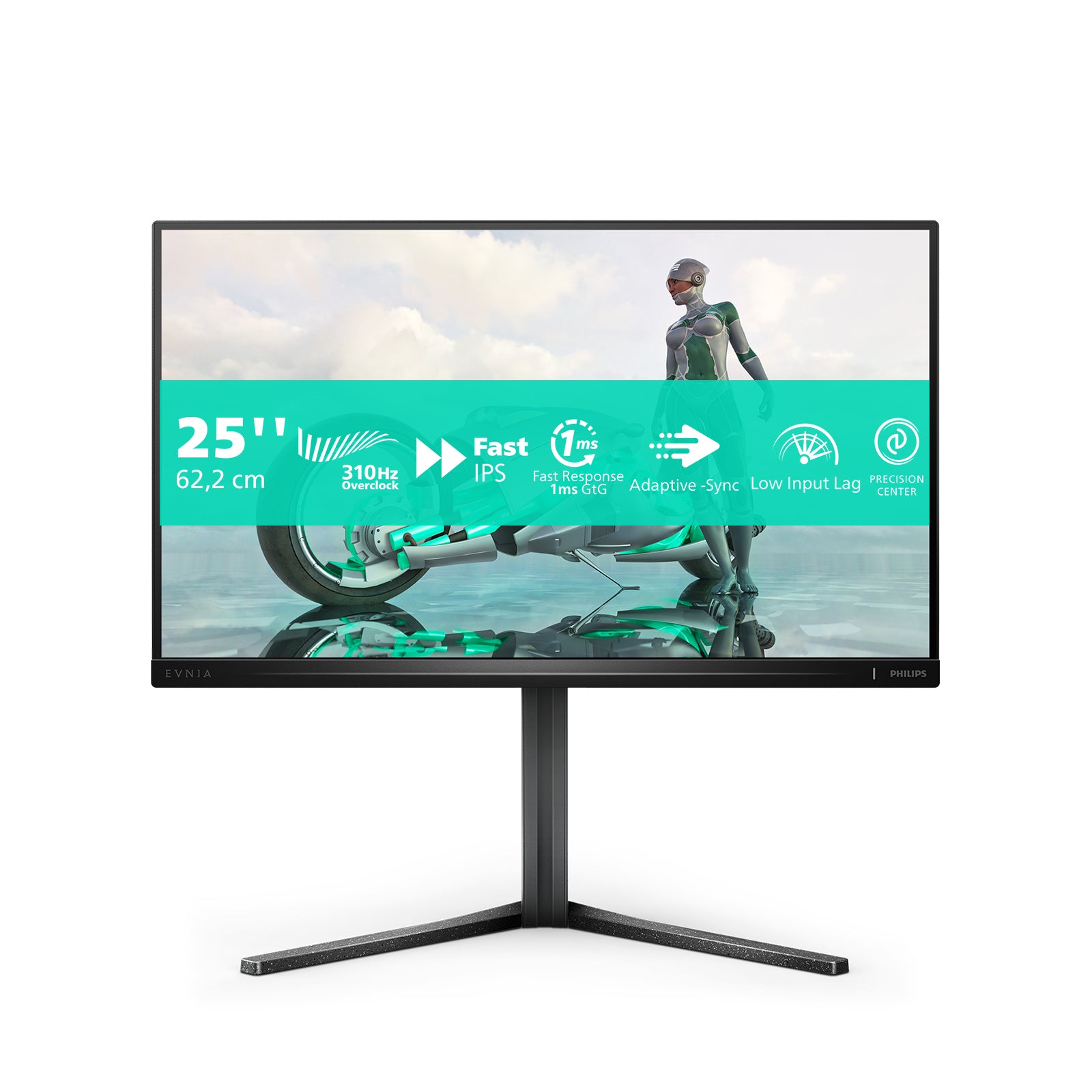 Philips 25 VA Gaming Monitor, 25", IPS, 300 Hz, G-Sync, Entspiegelt, Neigbar, Schwarz