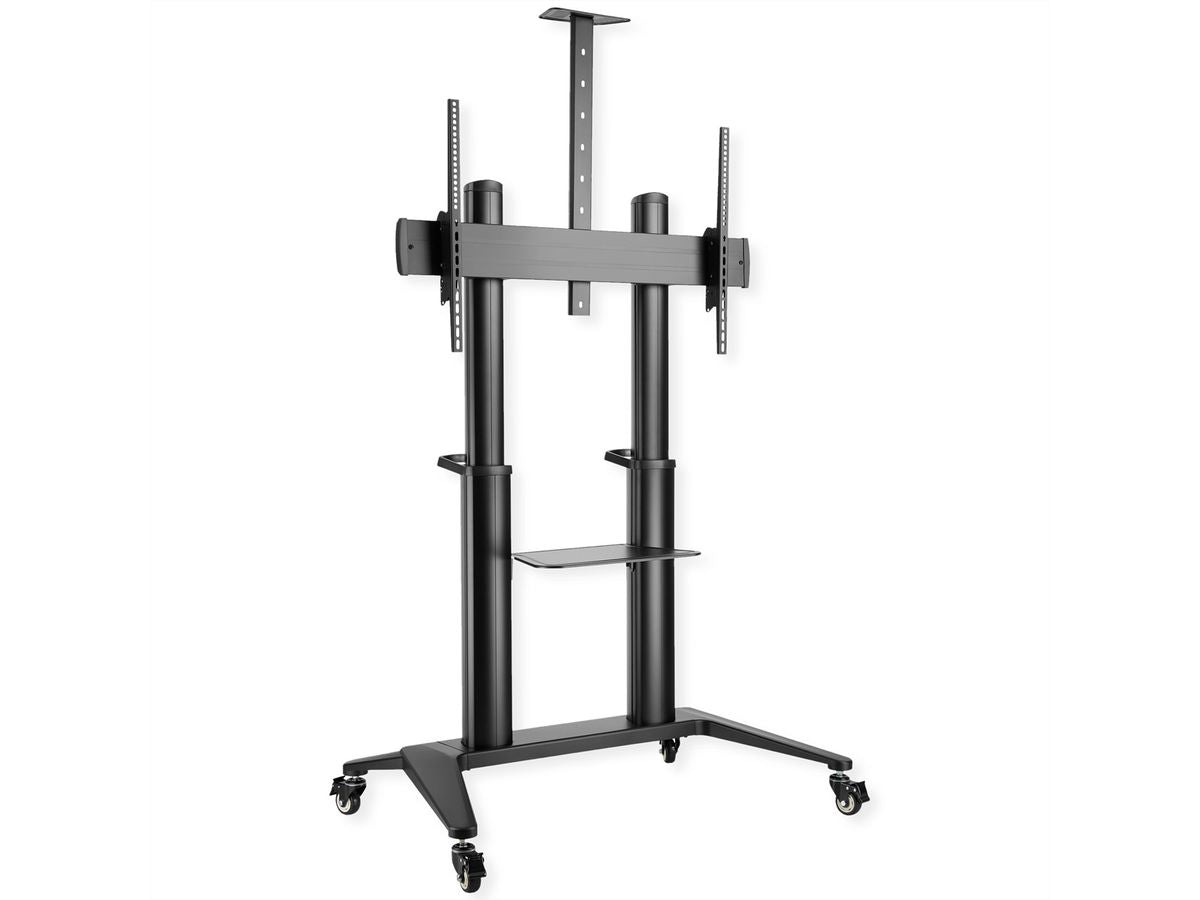 ROLINE TV-Wagen – 70–120" – VESA 200×200–1000×600 – bis 140 kg, Höhenverstellbar, mit Rollen – Schwarz