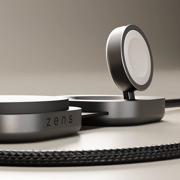 Zens 3in1 Wireless Charger Kabelloses Ladegerät 240 W – Qi2, PD, MFi – USB‑C×2 – schwarz