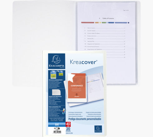 Exacompta Sichtbuch Kreacover, für A4, 20 Hüllen – Polypropylen (PP) – Weiss