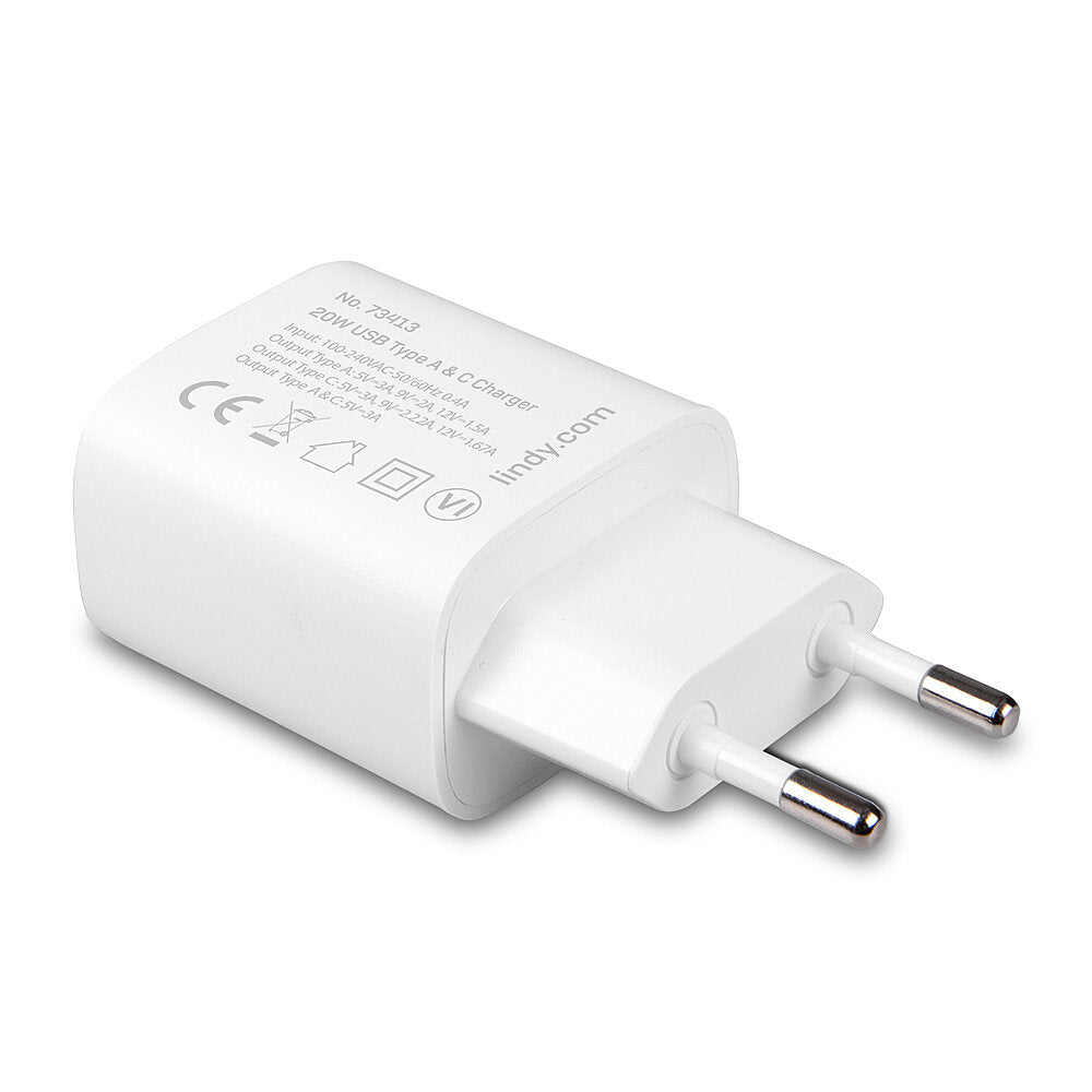 Lindy Ladegerät – 20 W, 1× USB-C + 1× USB-A