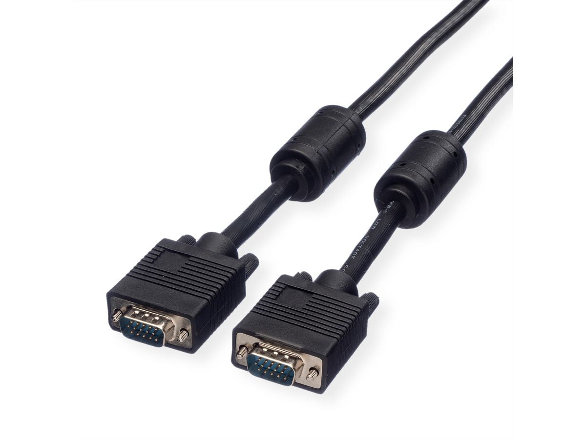 ROLINE SVGA-Kabel (HD15 M–M) – 20 m – Ferritkern, verriegelbar