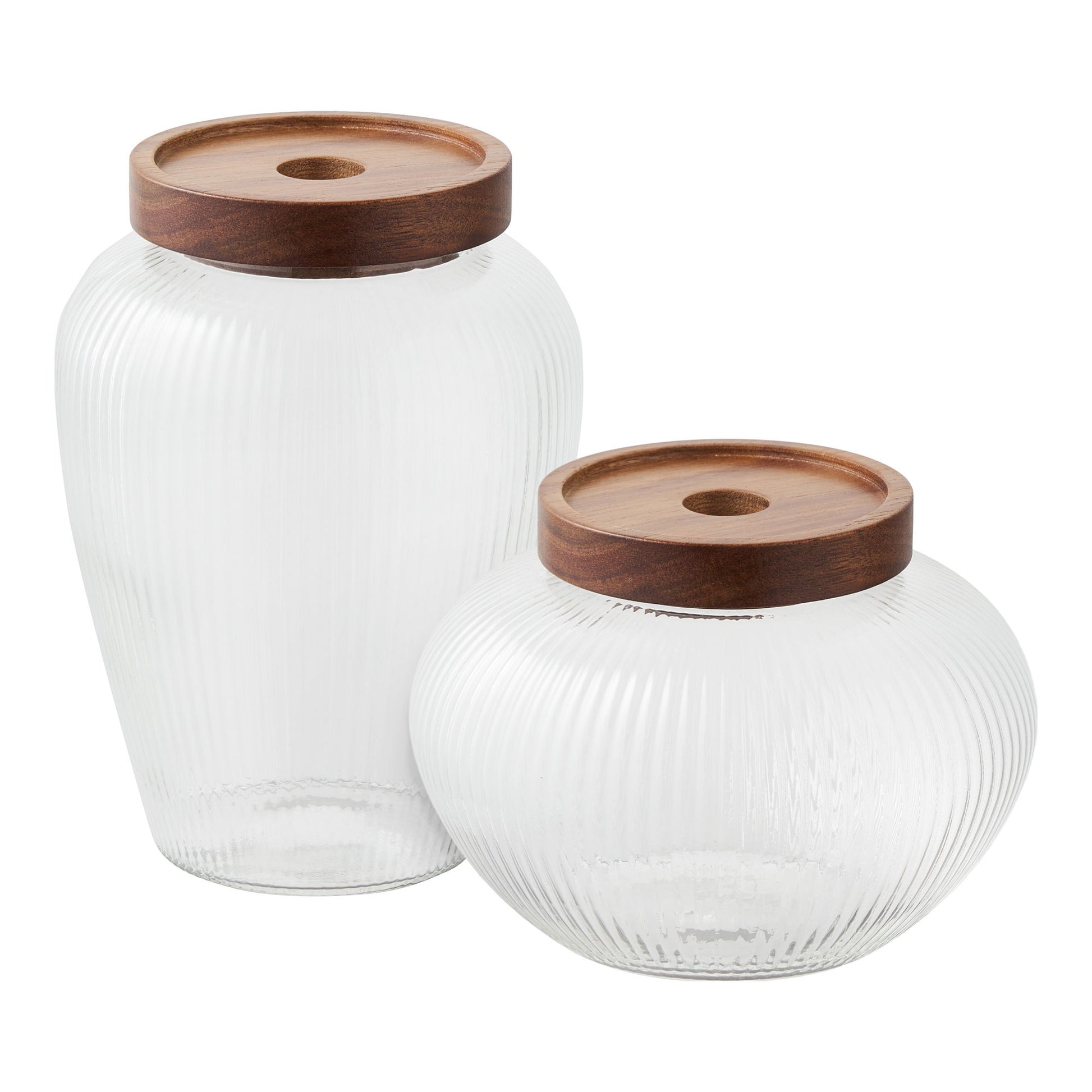 House Nordic Maya – Vorratsdose 1 l, Ø 12 × 17 cm, Glas/Akazienholz, Transparent