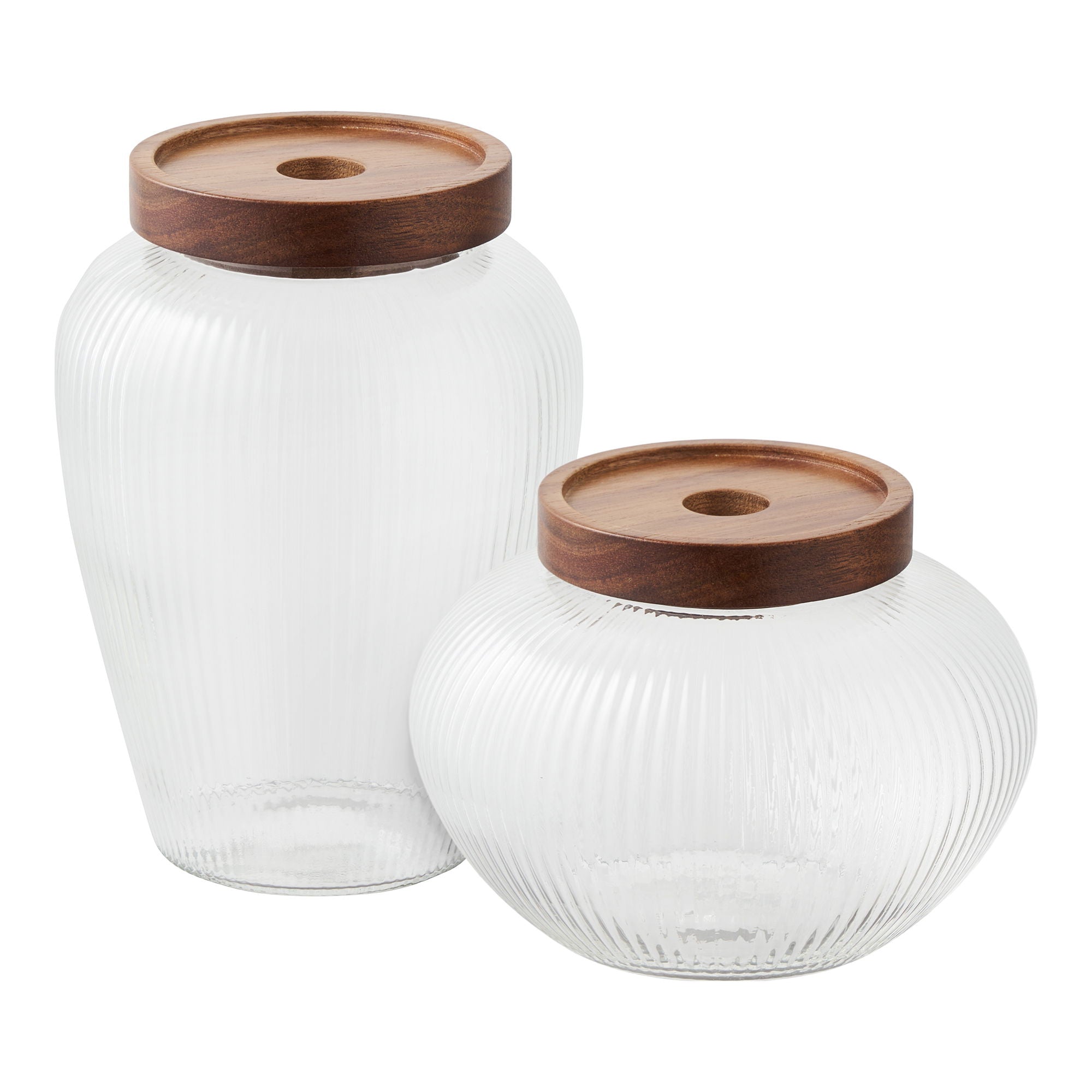 House Nordic Maya – Vorratsdose 1 l, Ø 12 × 17 cm, Glas/Akazienholz, Transparent