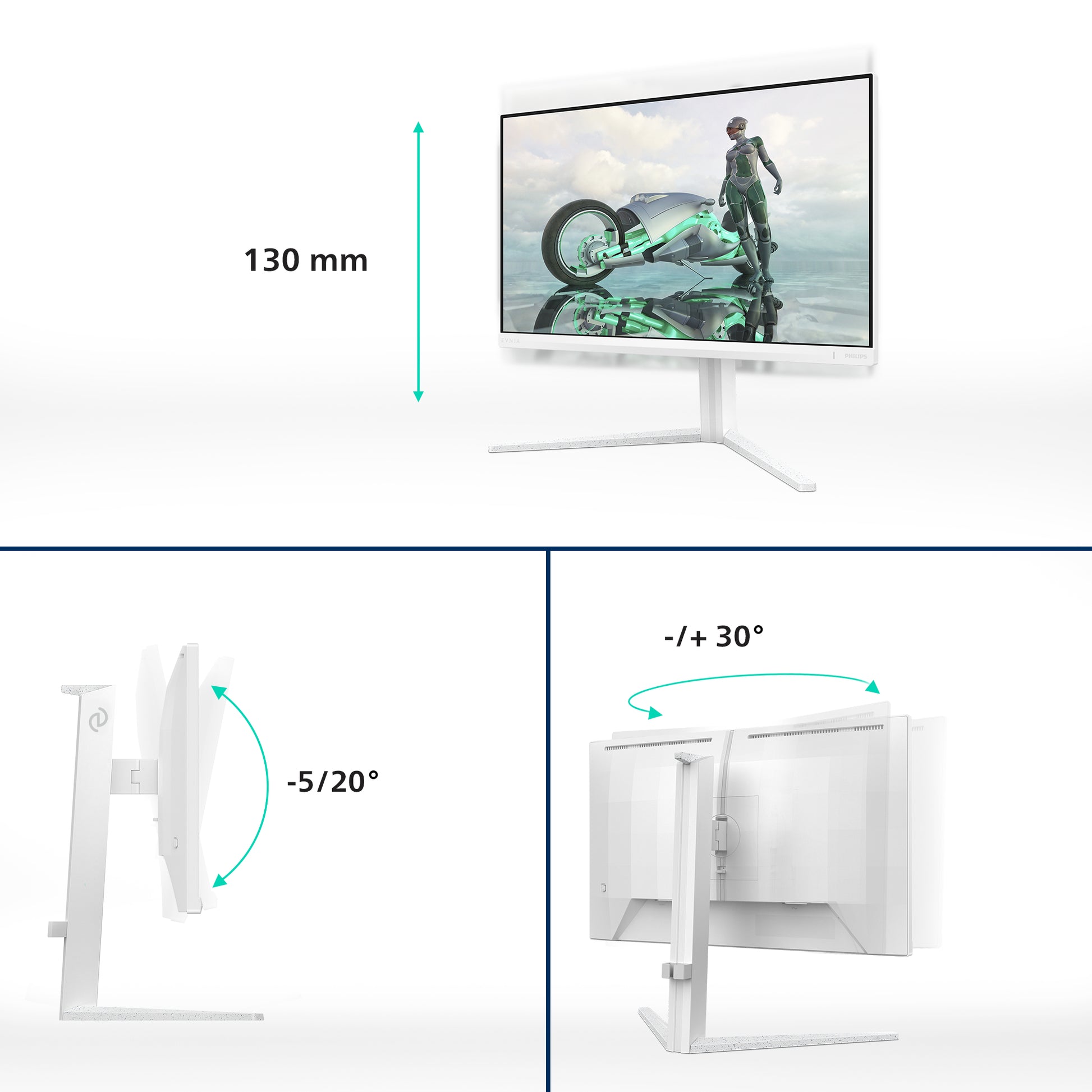 Philips 24M2N3201A/00 – Monitor, 23,8", 1920 × 1080, IPS, 180 Hz, 300 cd/m², Lautsprecher, VESA 100 × 100, Weiss
