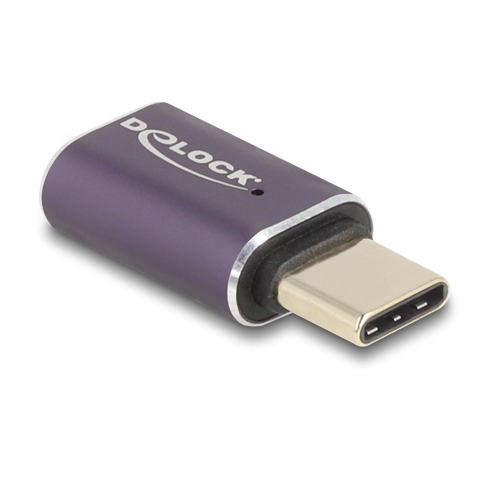DeLOCK USB-Adapter USB-C auf USB-C – USB4 40 Gbit/s – PD 240 W – Metallgehäuse – Violett