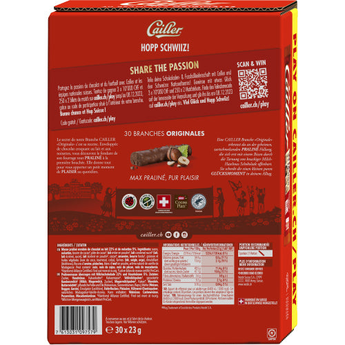 Cailler Branche – Pralinen – Vanille – 30 × 23 g