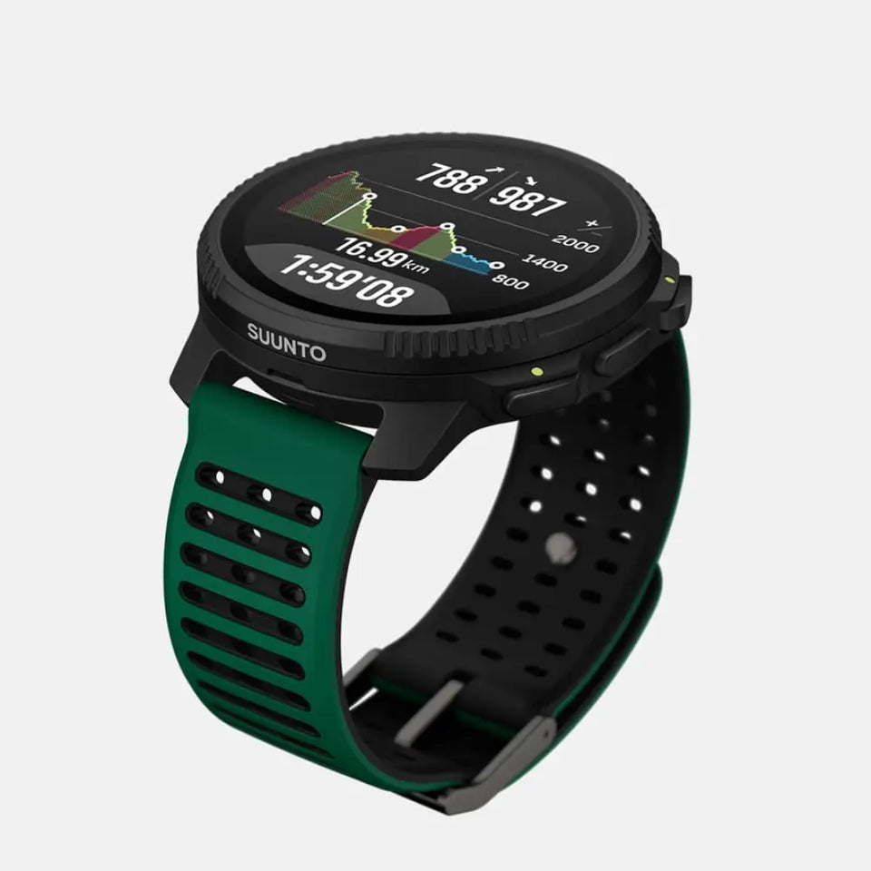 Suunto Vertical 2 49 mm GPS – Edelstahl, Schwarz, Sportarmband, Pine Green, 100 m, für Android, iOS