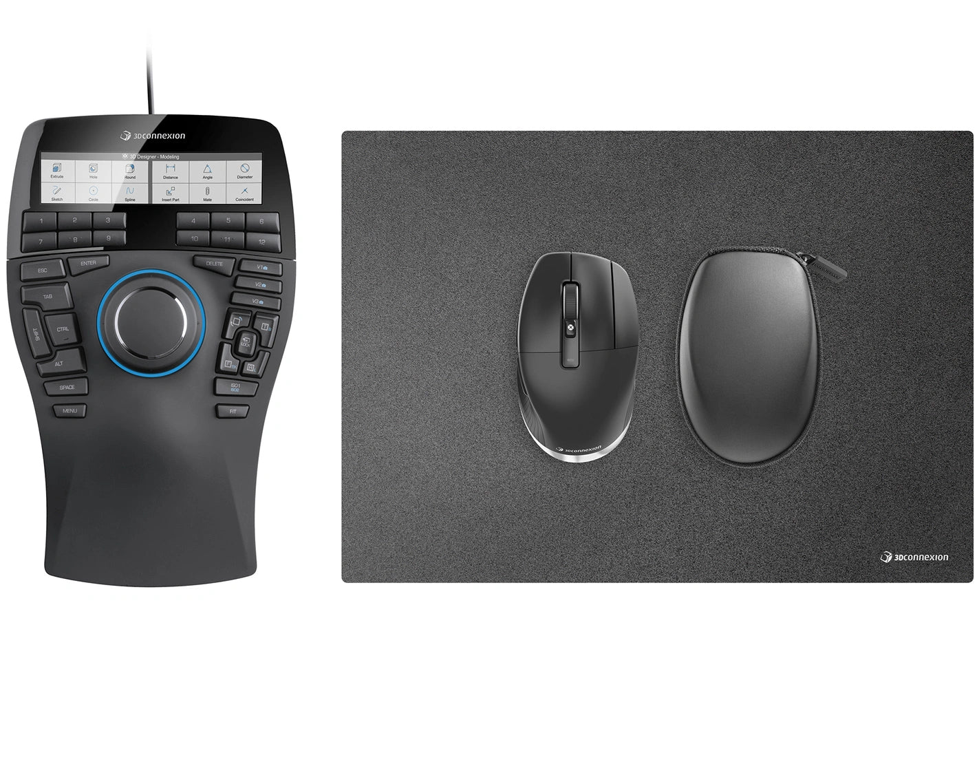 3Dconnexion SpaceMouse Enterprise Kit 2 3D-Maus – kabellos, 2,4 GHz, USB-C, 7'200 dpi, 7 Tasten