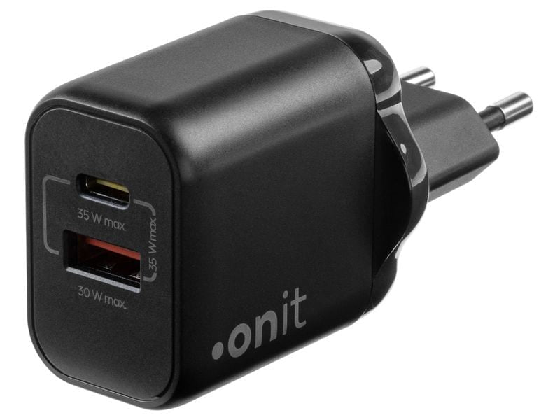ONIT F02795 USB-Wandladegerät 35 W – USB-C×1, USB-A×1 – PD 3.0, PPS, QC 3.0, GaN – Schwarz
