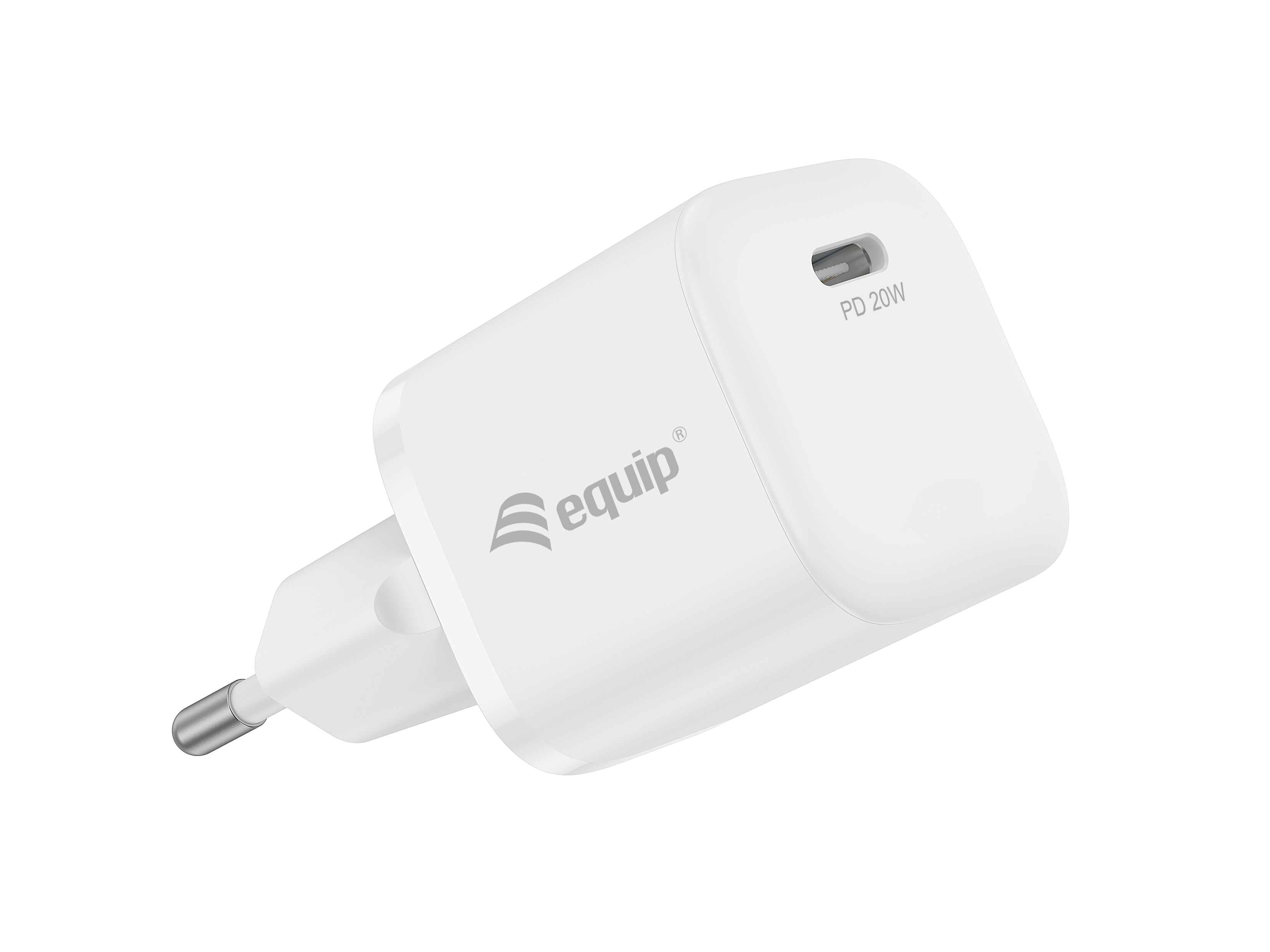 Equip USB-Ladegerät 20 W – USB-C×1 – PD 3.0, EU-Stecker (Typ C) – Weiss – Packung 25×