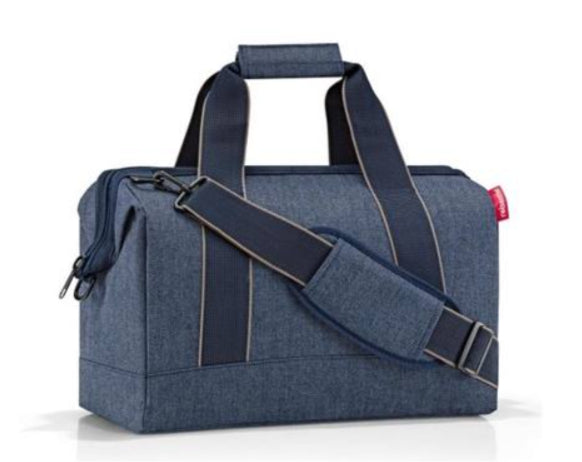 Reisenthel Umhängetasche Allrounder M – 18 l, Polyester, Herringbone Dunkelblau, 43 × 24 × 33,5 cm