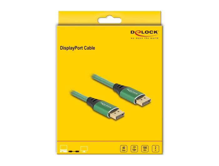DeLOCK DisplayPort Kabel DP 2.1 16K 60 Hz – 2 m – Grün